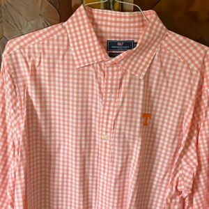 Vineyard Vines Men's Orange Checkered Shirt